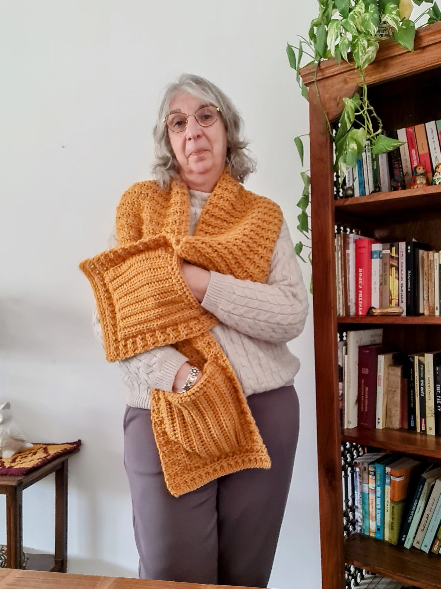 Papaya Scarf with Pockets Crochet Pattern by Sandra Regev