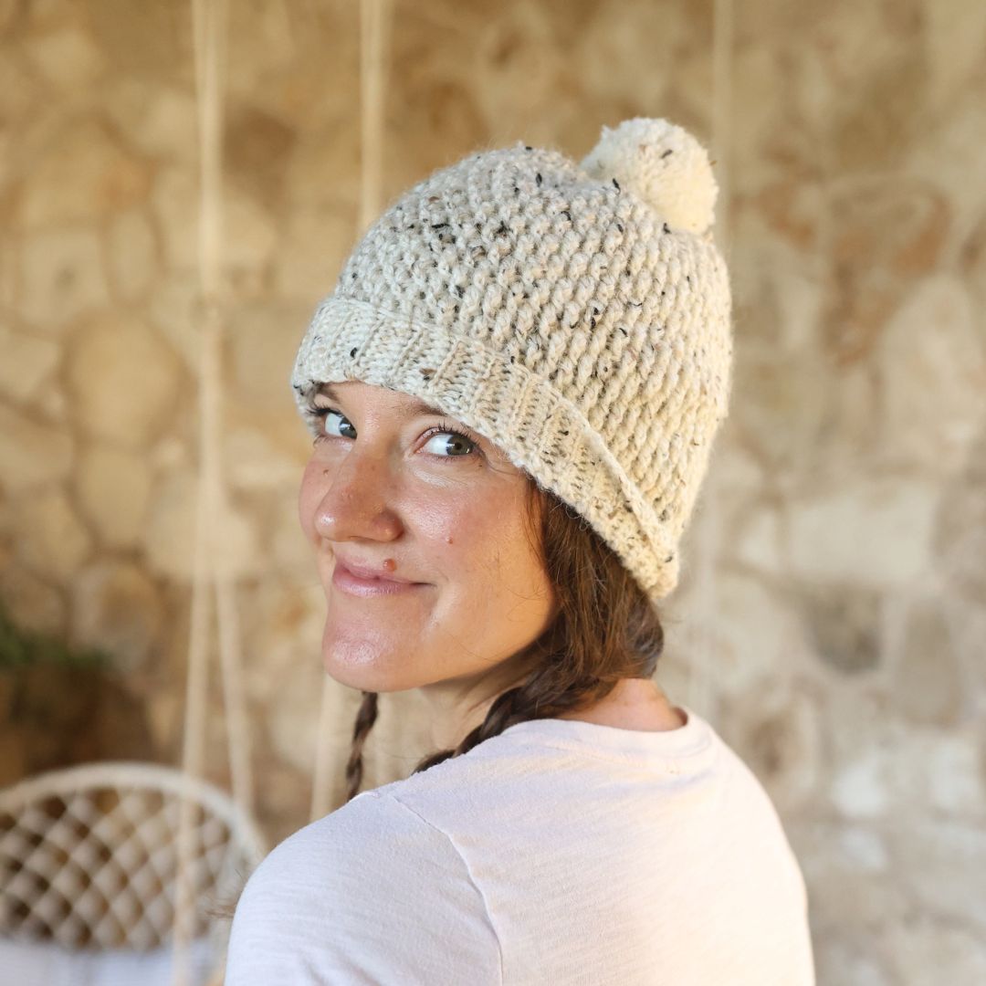 Yarn Alpine Stitch Crochet Hat Crochet Puff Stitch Beanie Hat Top