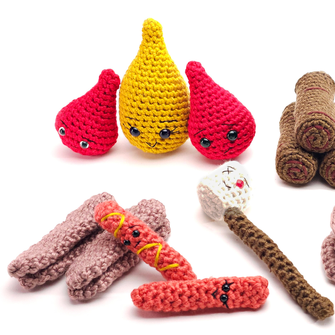 Cozy Campfire Set Amigurumi Crochet Pattern by Jackie Laing