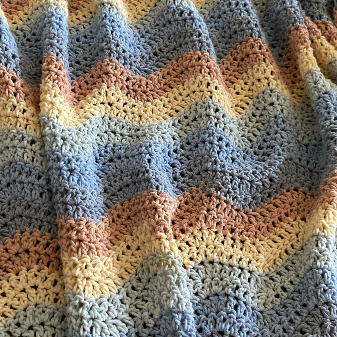 Easy Ripple Baby Blanket Crochet Pattern by Victoria Pietz