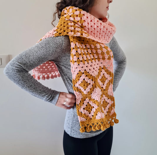 Geometric Granny Scarf Crochet Pattern by Sandra Regev