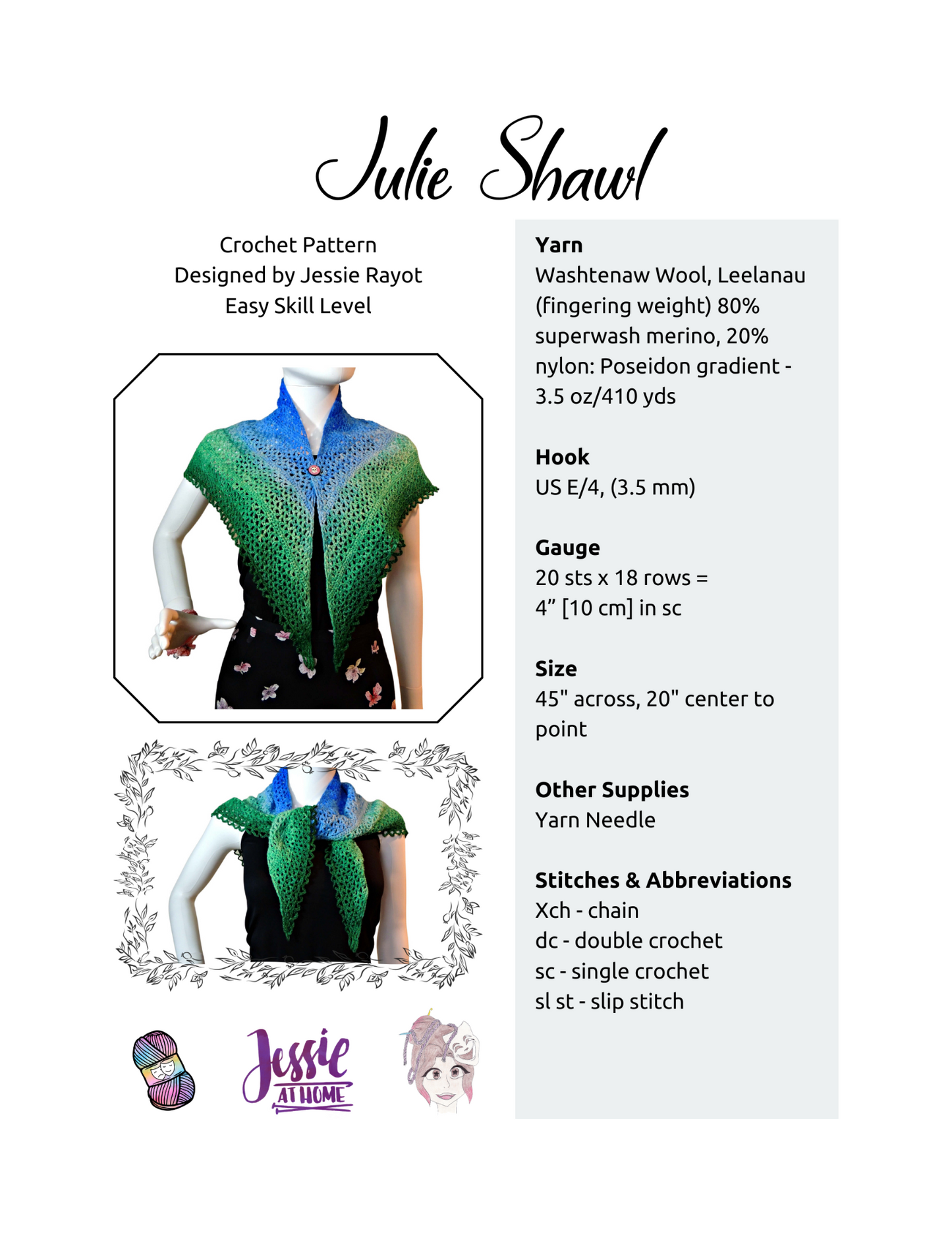 Julie Shawl Crochet Pattern by Jessie At Home