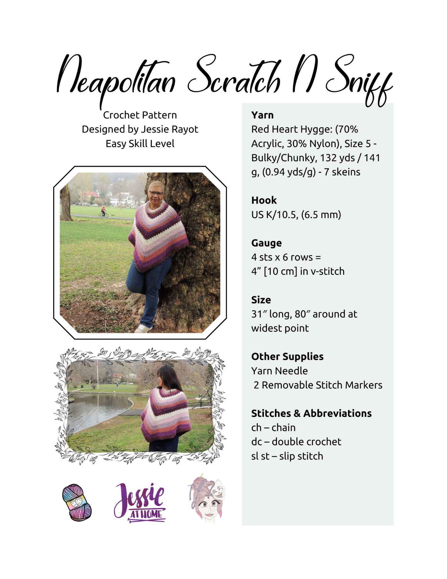 Neapolitan Scratch N Sniff Crochet Pattern by Jessie At Home