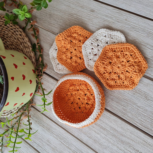 Hexa Coasters and box PDF Crochet Pattern by Sandra Regev