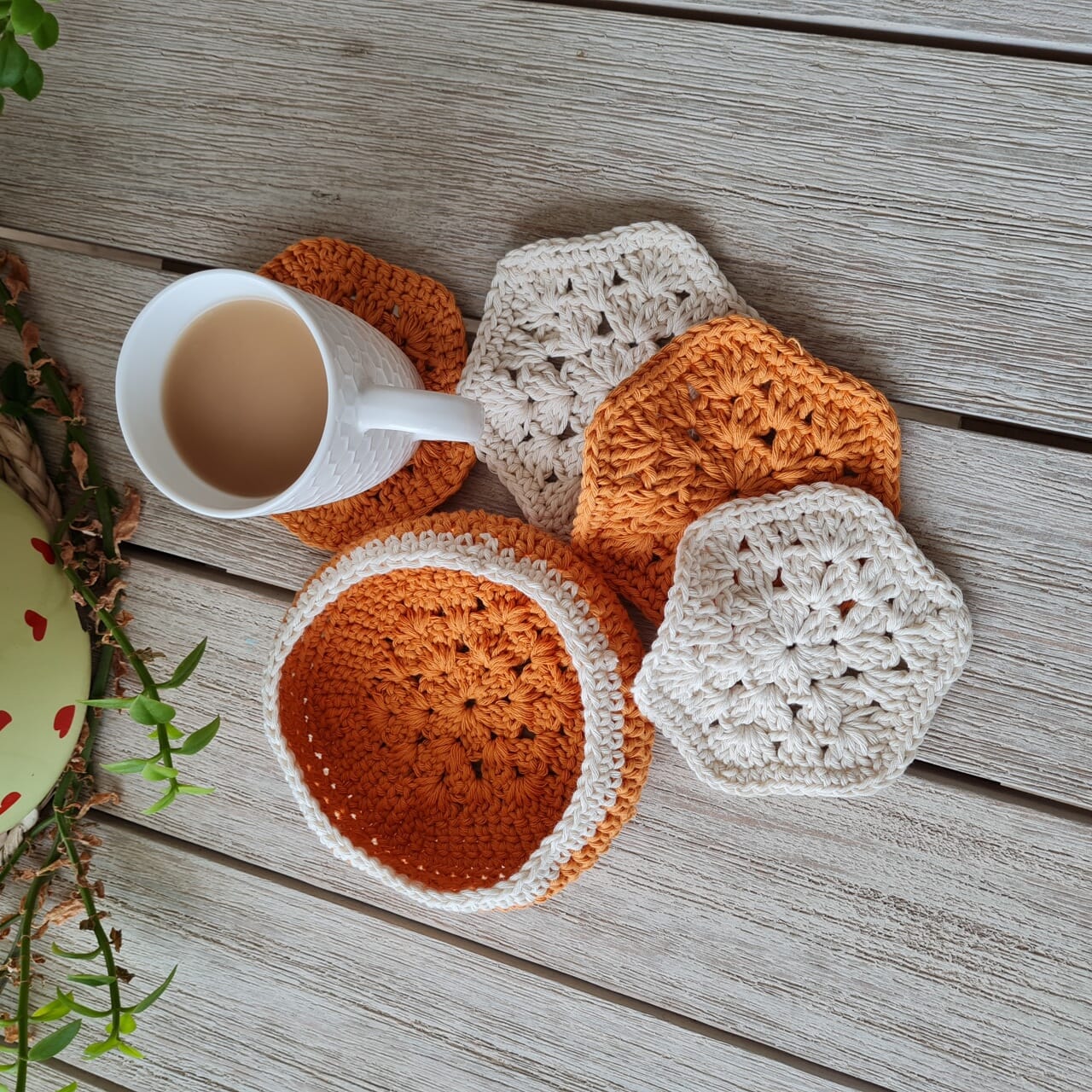 Hexa Coasters and box PDF Crochet Pattern by Sandra Regev