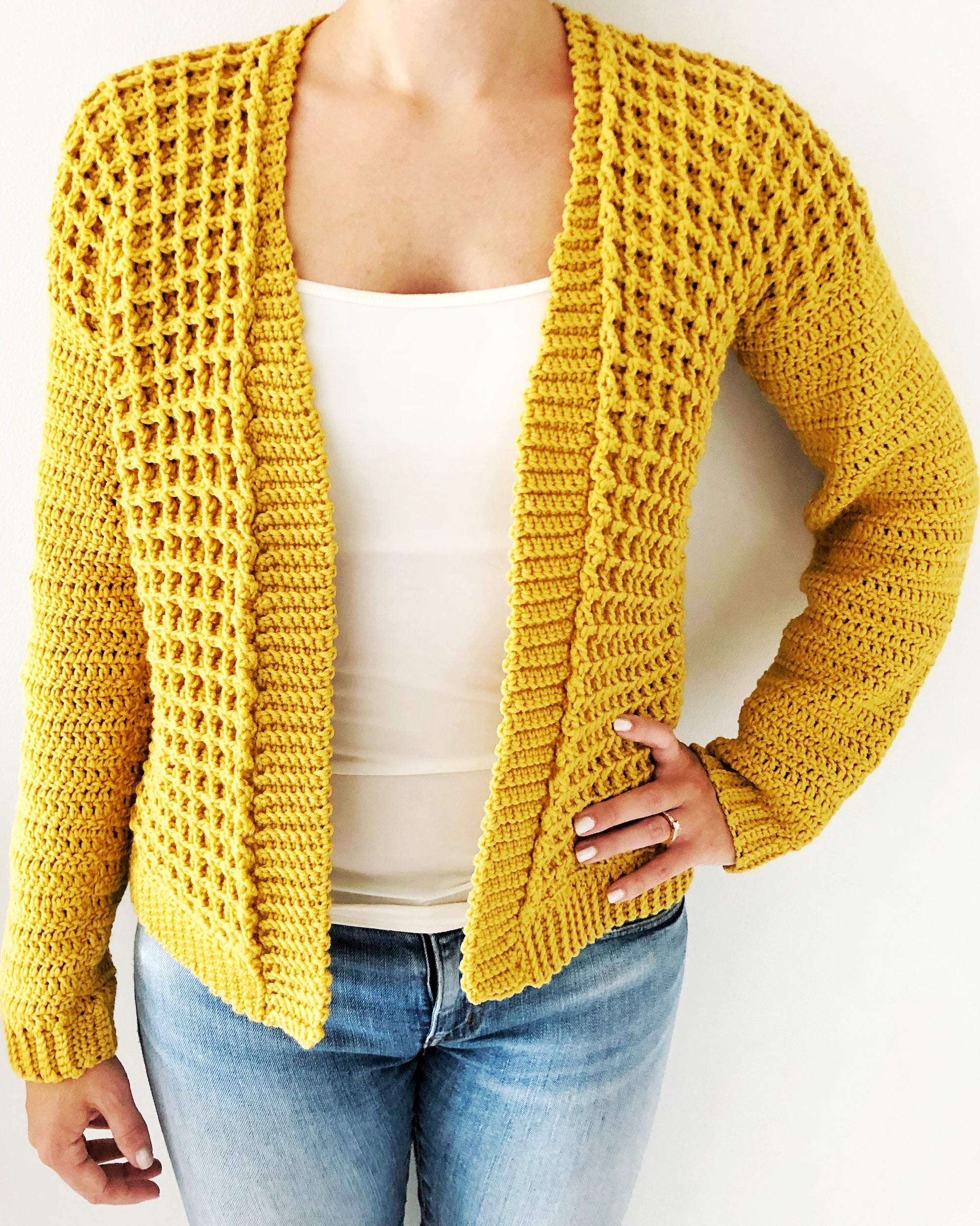 Honey Waffle Cardigan Crochet PDF Pattern by Emilia Johansson