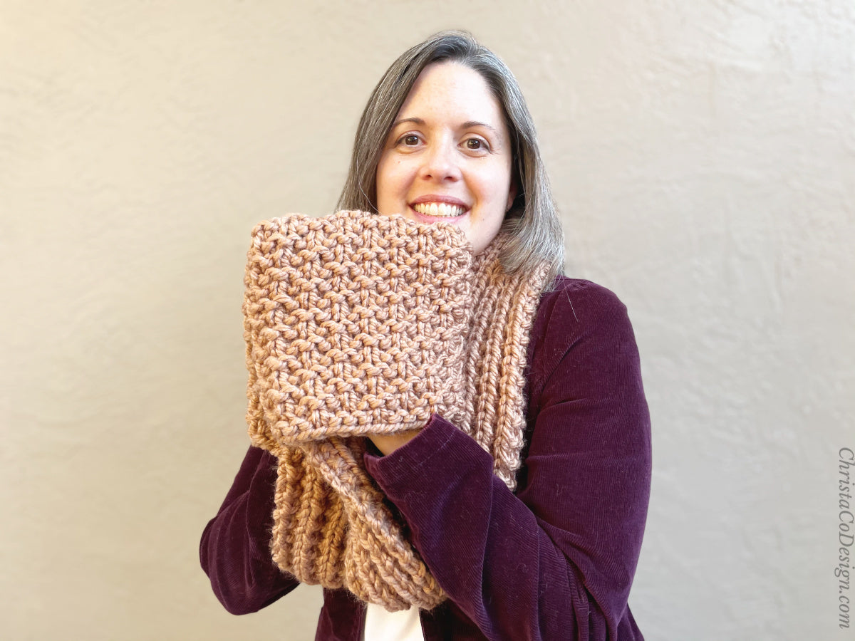 Bienno Pocket Scarf Knit Pattern by Crystal Marin