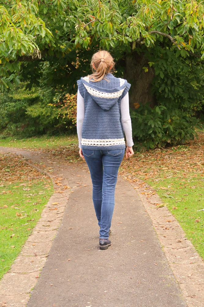 Dusk Hooded Vest Crochet Pattern by Hortense Maskens