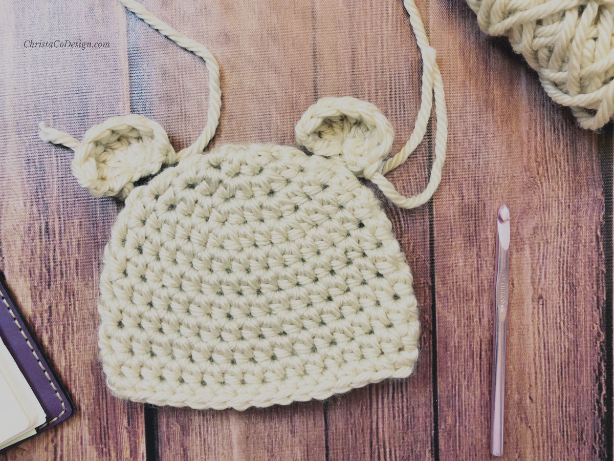 Chunky Bear Beanie Crochet Pattern by Crystal Marin