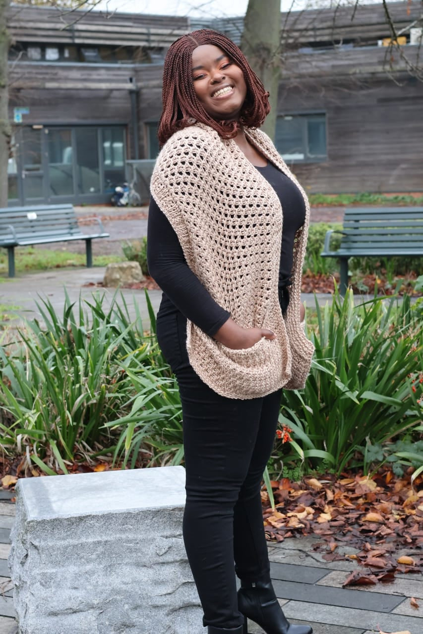 Mushrooming Pocket Scarf Tunisian Crochet Pattern by Julie Desjardins