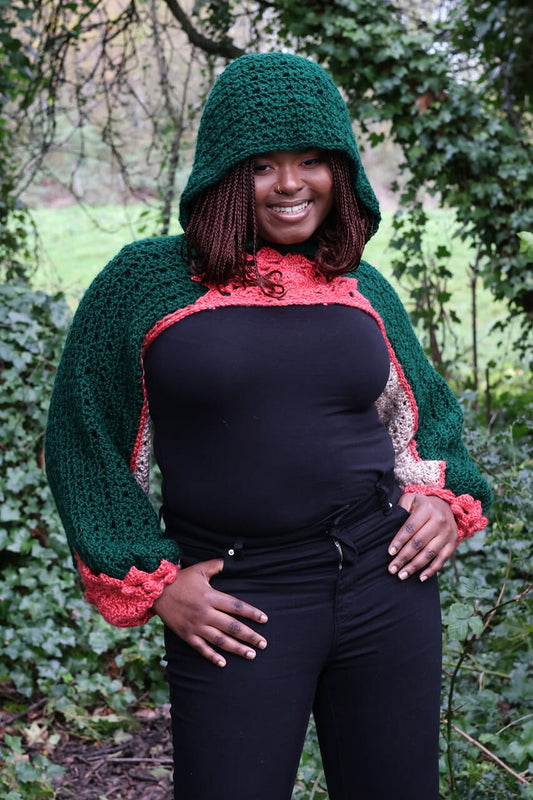 Woodland Sunrise Cropped Hoodie PDF Crochet Pattern by Joanne Fowler