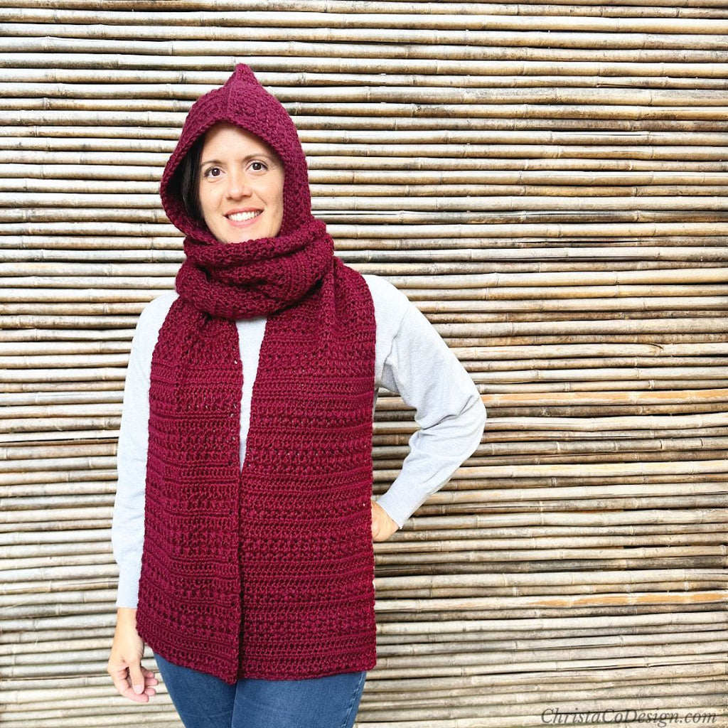 Free Crochet Pattern: Arco Hooded Scarf by ChristaCoDesign