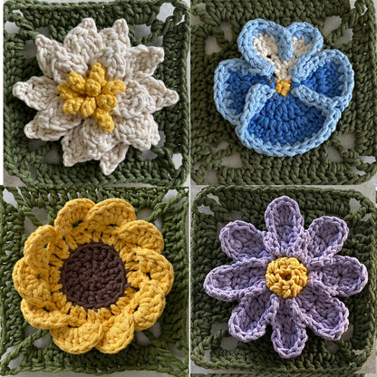Floral Granny Square Collection Crochet Pattern by madebylisek