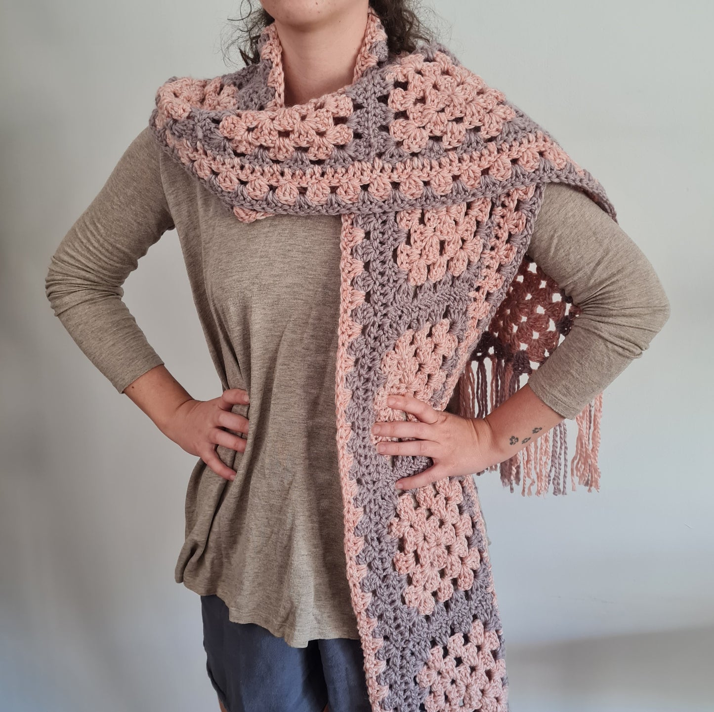 Granny Rose Scarf Crochet Pattern by Sandra Stitches