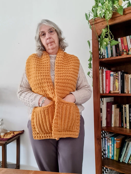 Papaya Scarf with Pockets Crochet Pattern by Sandra Regev
