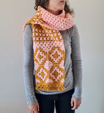 Geometric Granny Scarf Crochet Pattern by Sandra Regev