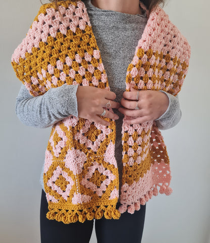 Geometric Granny Scarf Crochet Pattern by Sandra Regev