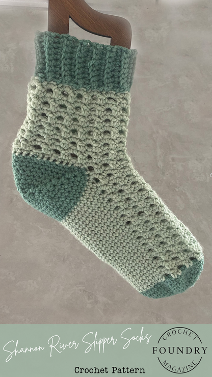 Shannon River Slipper Socks Crochet Pattern by Ciara Doyle