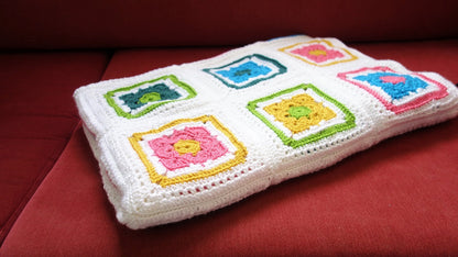 Flower Granny Square Throw Blanket Crochet Pattern by Agat Rottman