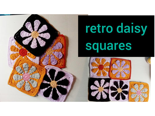 Retro Daisy Crochet Granny Square Pattern by Helencraftcrochet