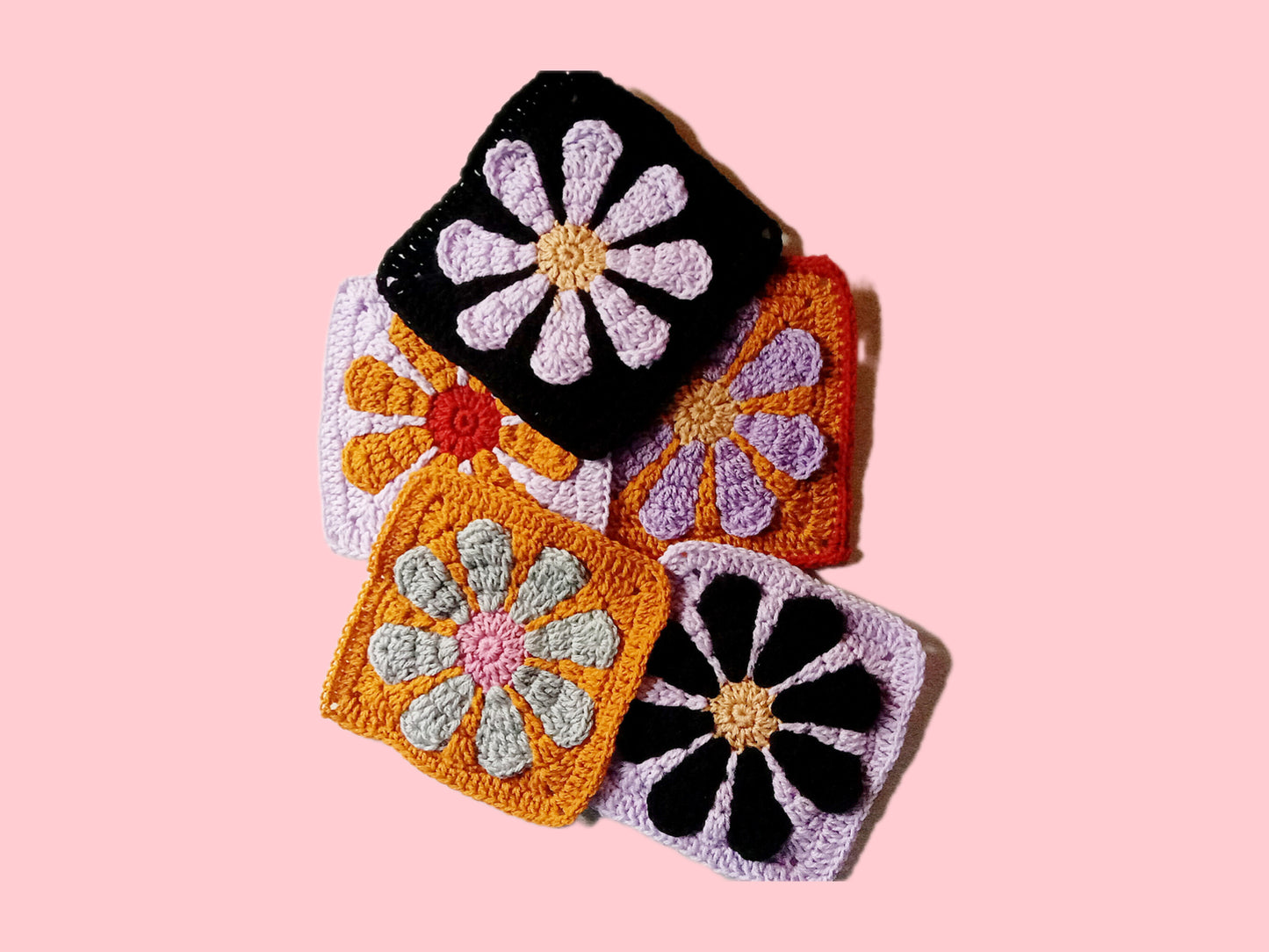 Retro Daisy Crochet Granny Square Pattern by Helencraftcrochet