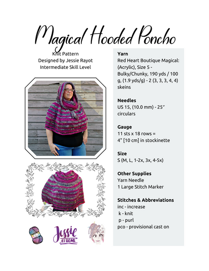 Magical Hooded Poncho Knit Pattern by Jessie At Home