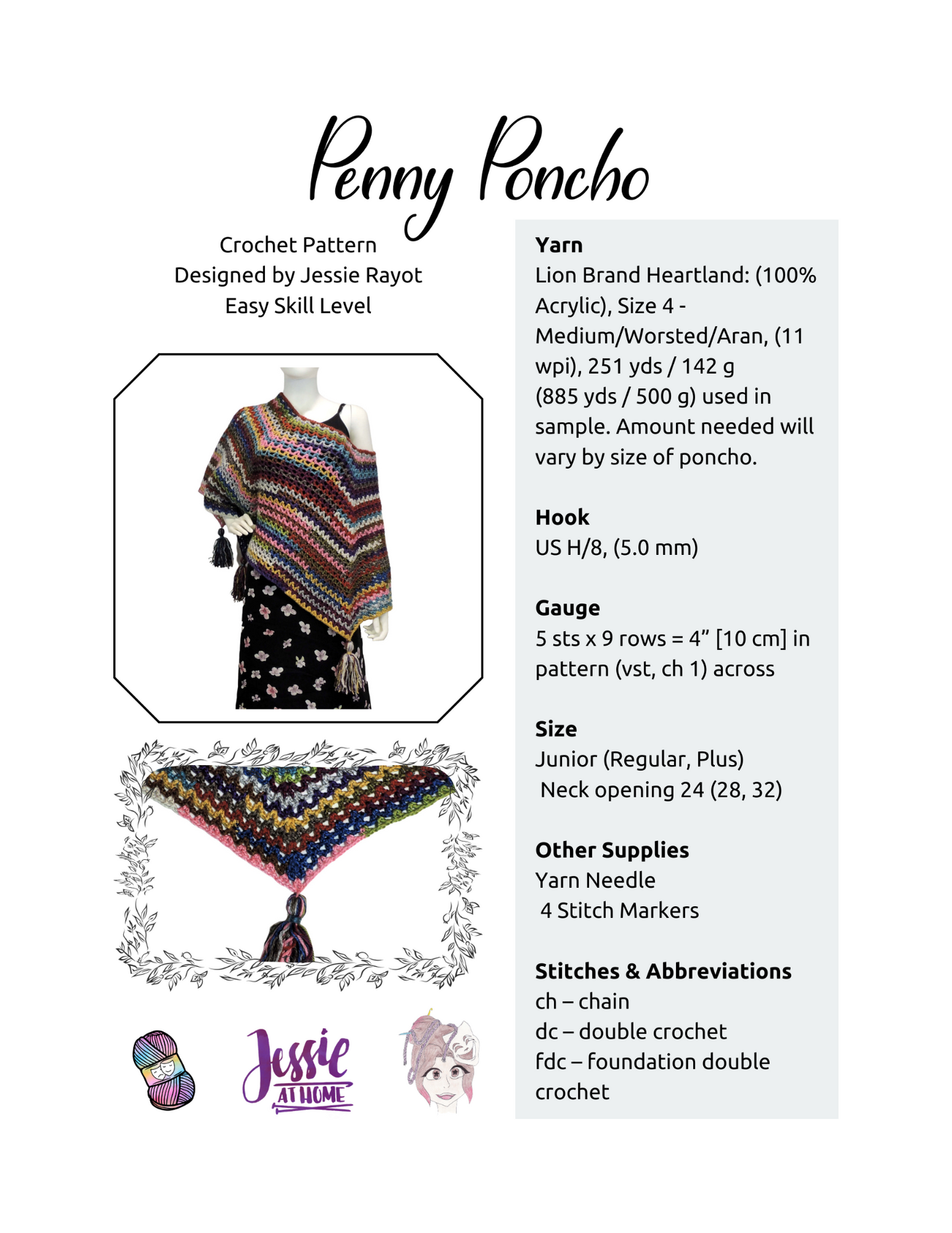 Penny Poncho Crochet Pattern by Jessie At Home