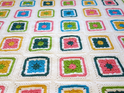 Flower Granny Square Throw Blanket Crochet Pattern by Agat Rottman