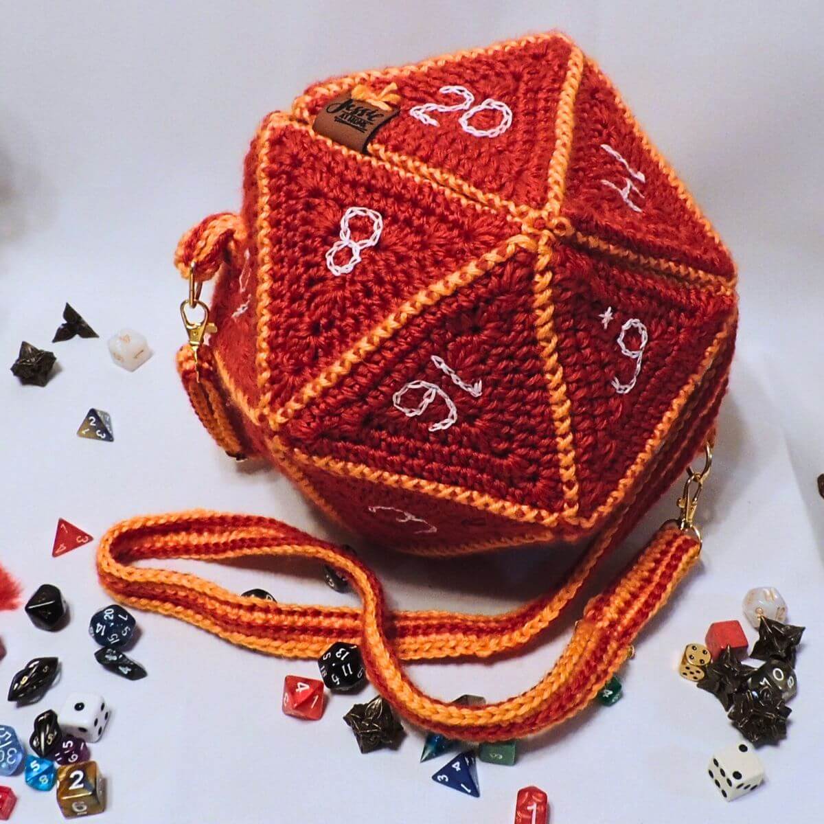 RPG D20 Dice Bag or Shoulder Bag Crochet Pattern By Jessie At Home