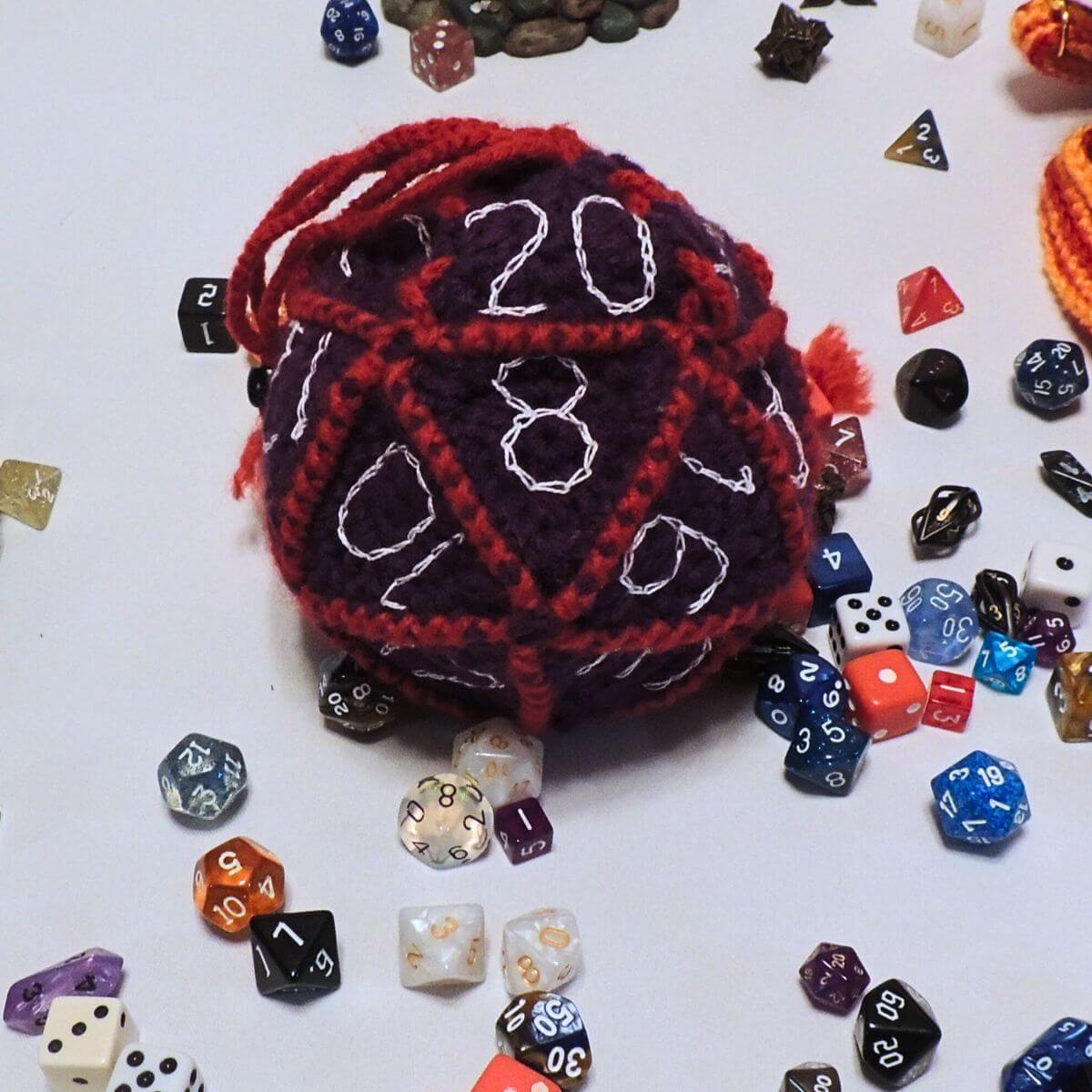 RPG D20 Dice Bag or Shoulder Bag Crochet Pattern By Jessie At Home