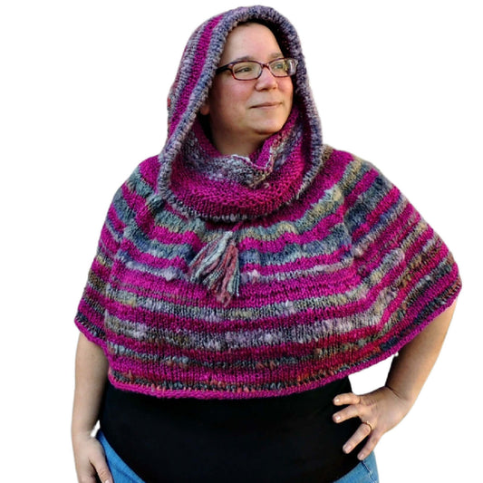 Magical Hooded Poncho Knit Pattern by Jessie At Home