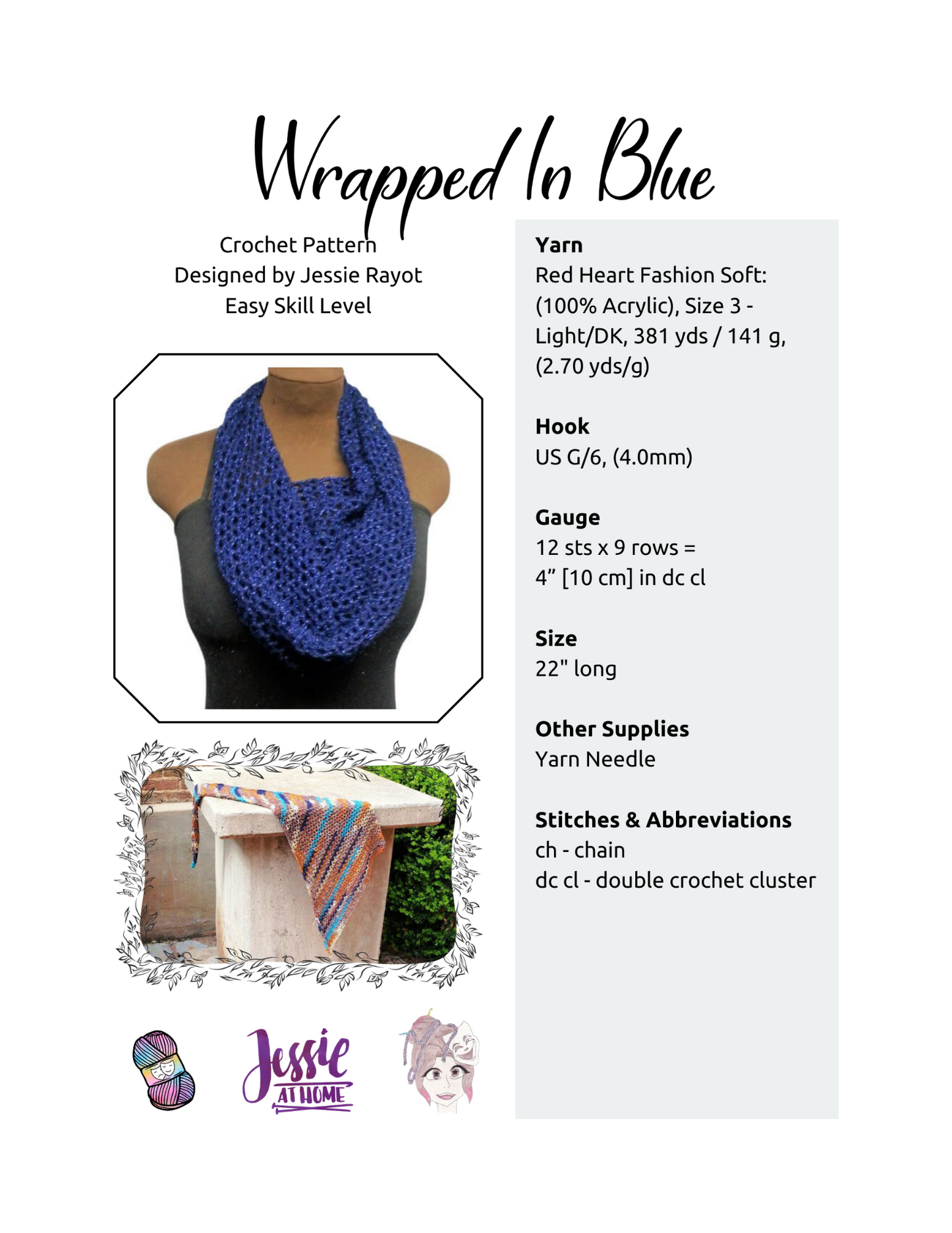 Wrapped In Blue Crochet Pattern by Jessie At Home