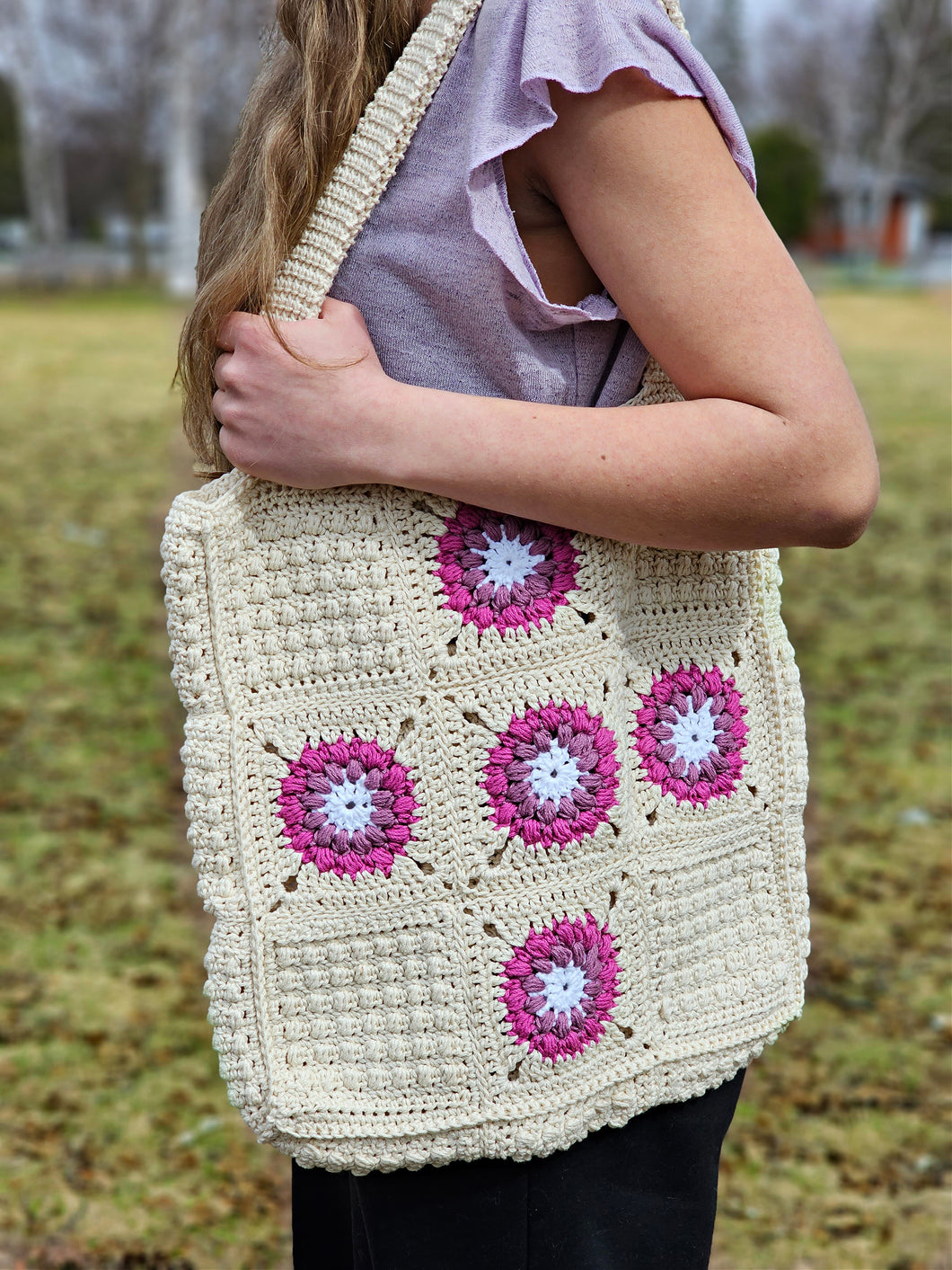 Seed and Bloom Tote Bag Crochet Pattern PDF by Carol Hladik