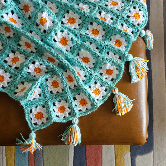 Daisy Squares Throw Crochet Pattern PDF by Andee Graves
