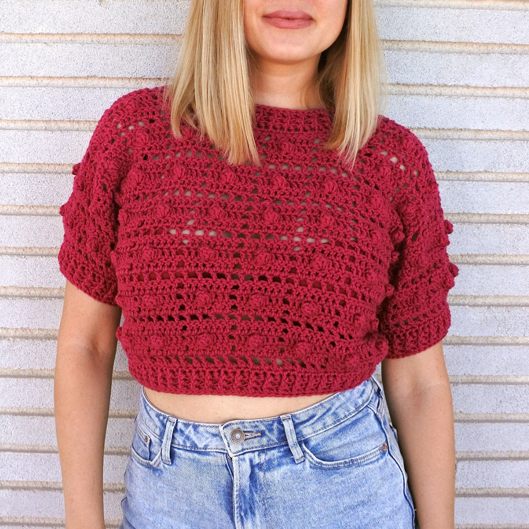 Popcorn Sweater Crochet Pattern PDF by Jane Green