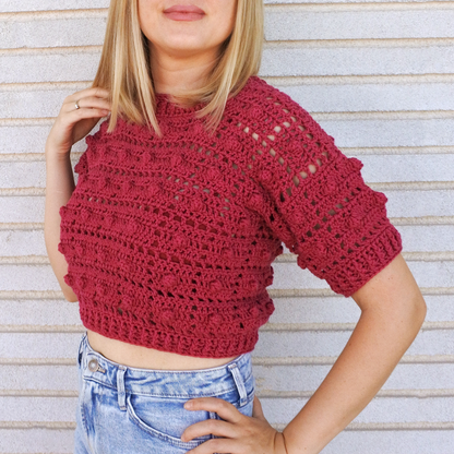 Popcorn Sweater Crochet Pattern PDF by Jane Green