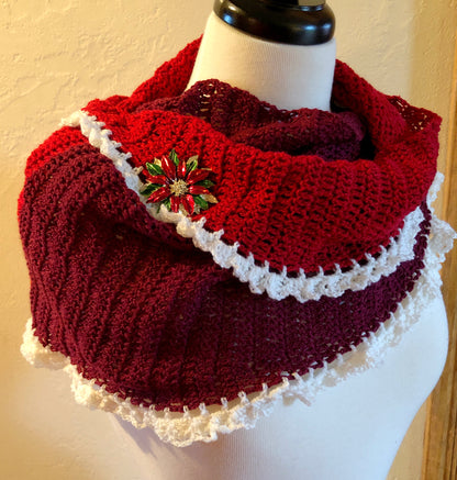 Mrs. Claus Shawl  Easy Crochet Pattern by Victoria Pietz