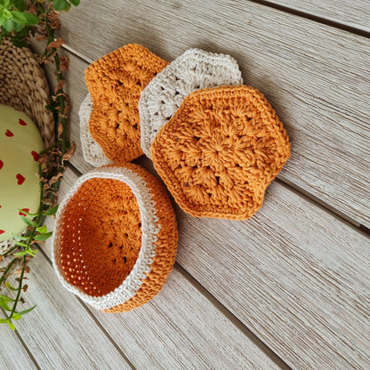 Hexa Coasters and box PDF Crochet Pattern by Sandra Regev