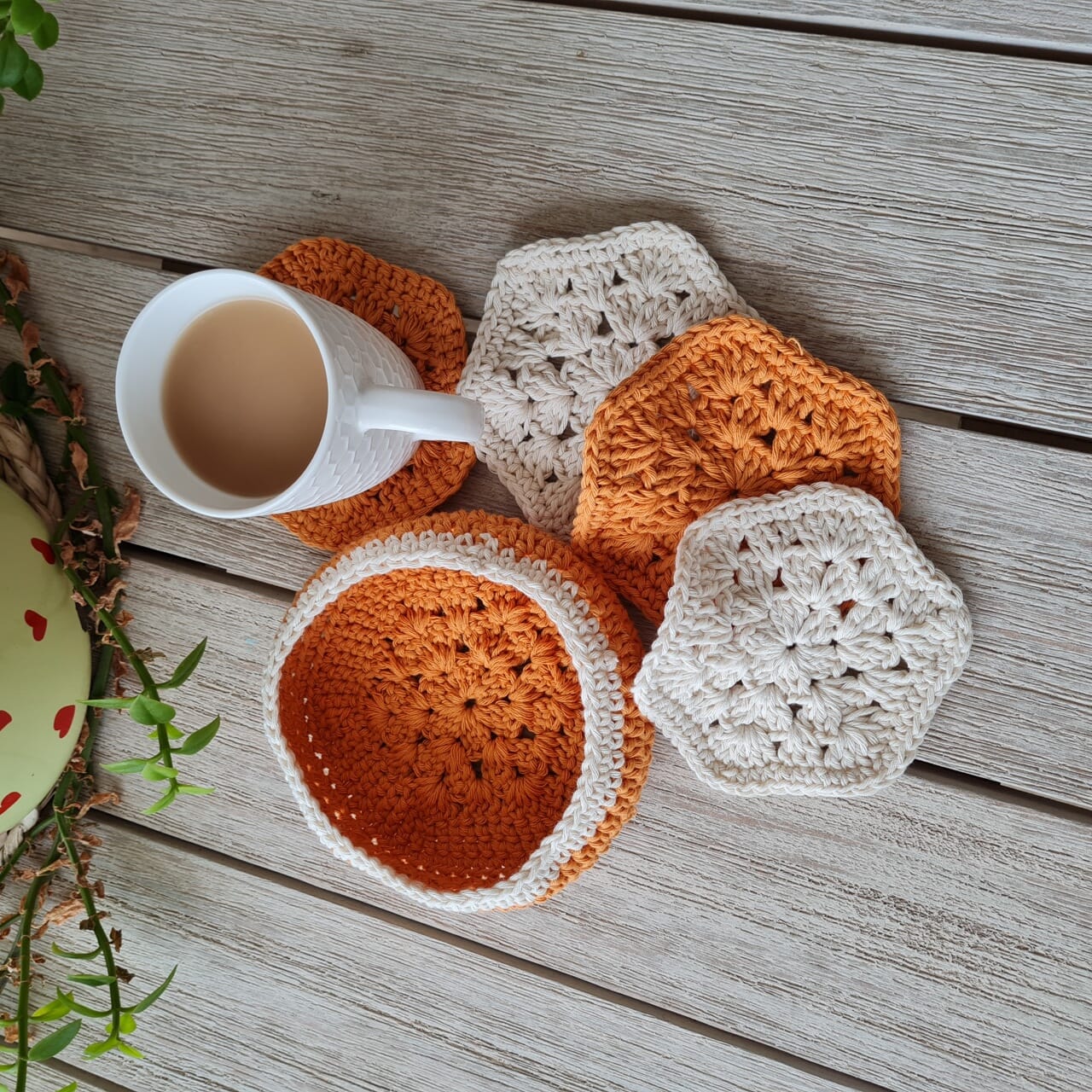 Hexa Coasters and box PDF Crochet Pattern by Sandra Regev