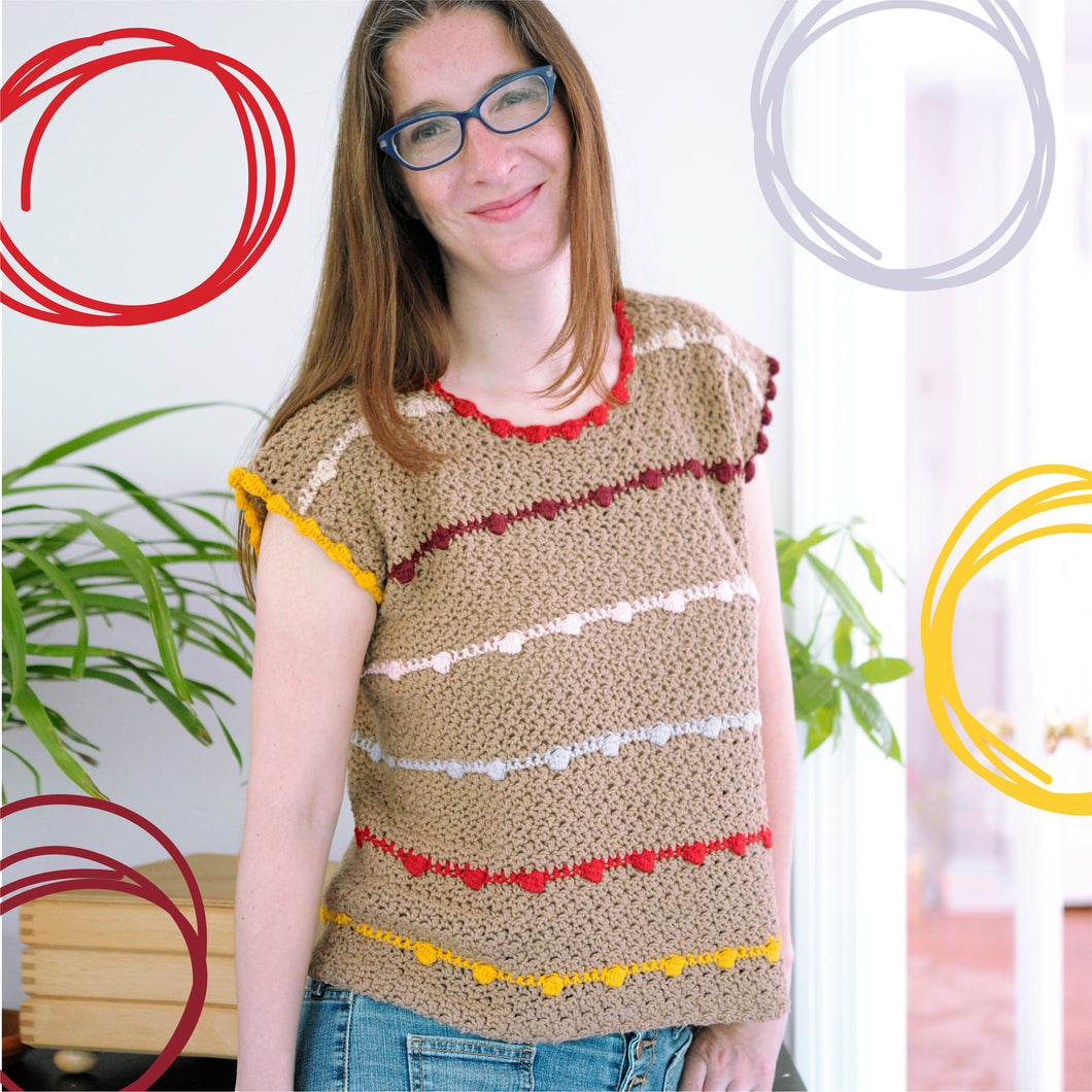 Lean Into Bobbles Tee PDF Crochet Pattern by Mary Beth Cryan