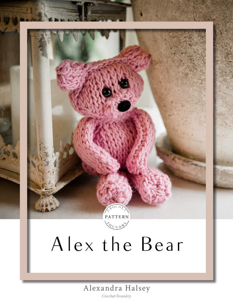 Alex the Bear Tunisian Crochet PDF Pattern by Alexandra Halsey