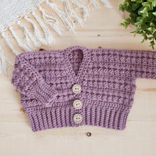 Load image into Gallery viewer, Delilah Baby/Kids Cardigan PDF Crochet Pattern by Leanna Haughian
