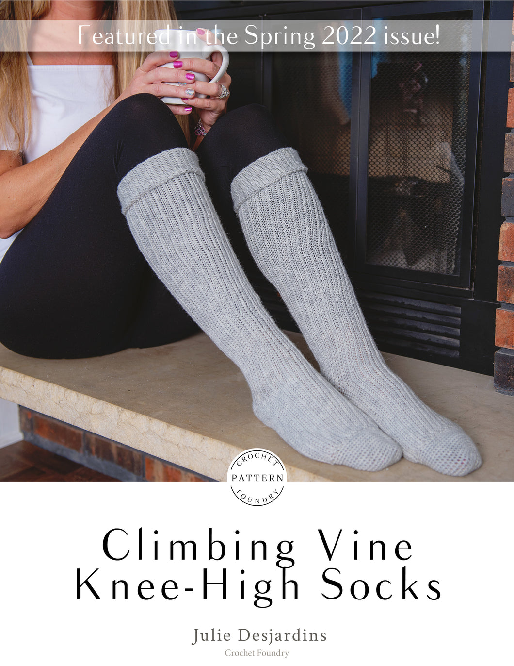 Climbing Vine Knee-High Socks PDF Crochet Pattern by Julie Desjardins