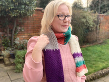 Load image into Gallery viewer, Linen Stitch Spiked Scarf Crochet PDF Pattern by Fiona Field
