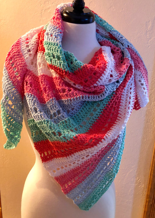 Sweet Shoppe Easy Crochet Asymmetrical Shawl Crochet Pattern by Victoria Pietz