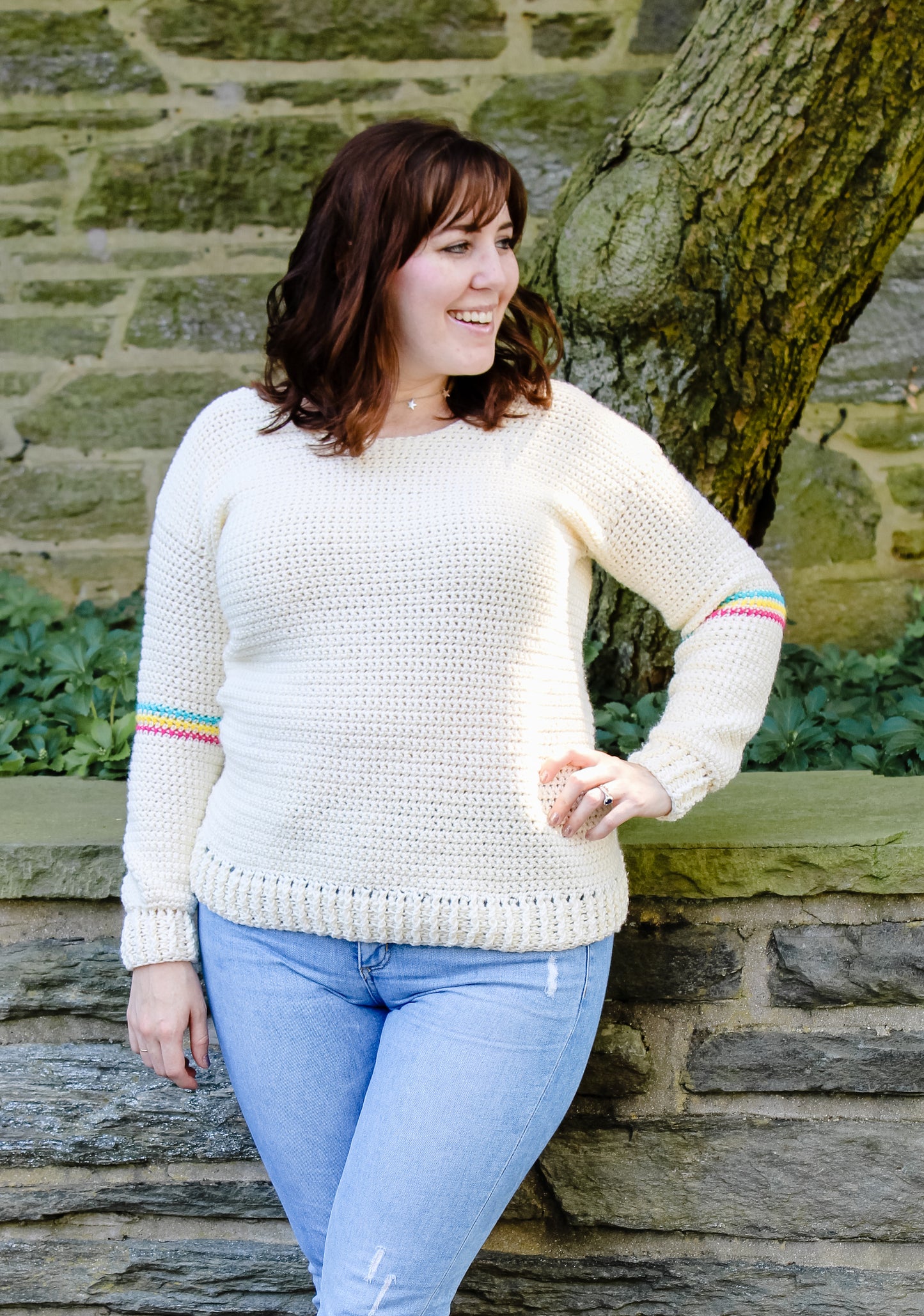 Happy Stripes Pullover Crochet PDF Pattern by Jessica Herr