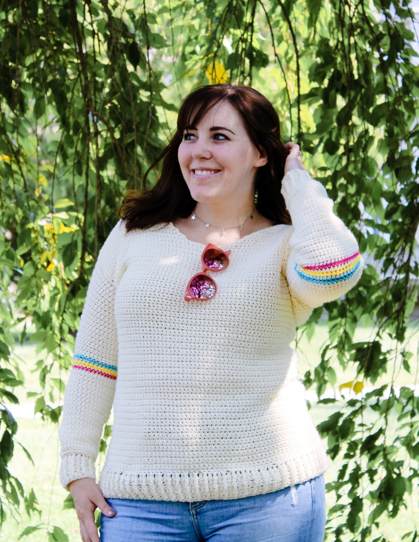 Happy Stripes Pullover Crochet PDF Pattern by Jessica Herr