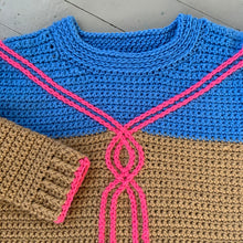 Load image into Gallery viewer, Draw the Line Cable Sweater Crochet Pattern by Mary Beth Cryan

