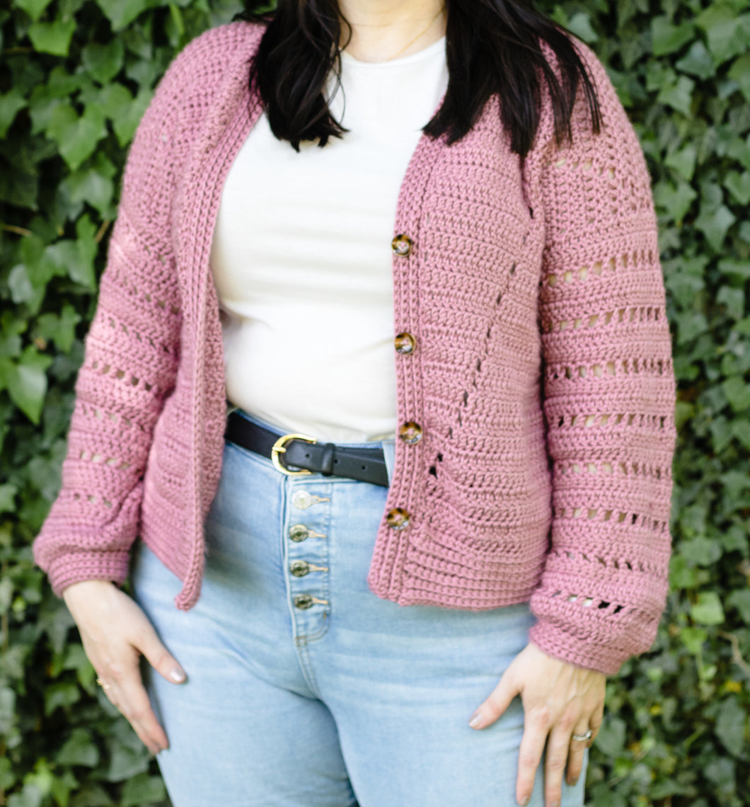 Pink Wine Cardigan PDF Crochet Pattern by Jessica Herr
