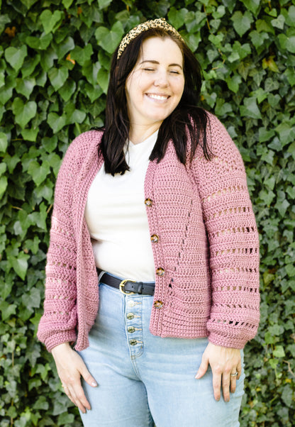 Pink Wine Cardigan PDF Crochet Pattern by Jessica Herr